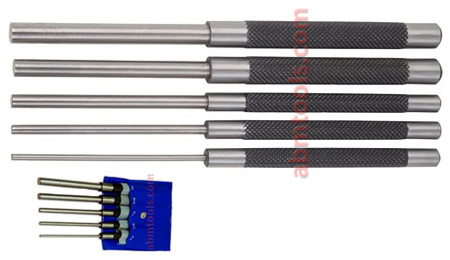 8 Overall Length HHIP 8600-4103 5 Piece Extra-Long Drive Pin Punch Set with Black Nitrate Finish
