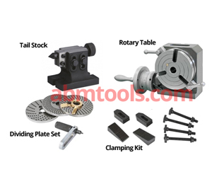 6 INCH Rotary Table 3 Slot With Dividing Plate set Tailstock And M8 Clamping Kit 