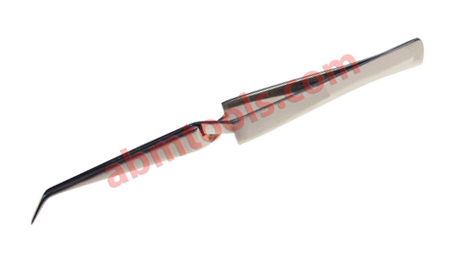 6.5" Curved Tip Tweezers With Cross Locking Action & Fiber Grip Handles - ODM